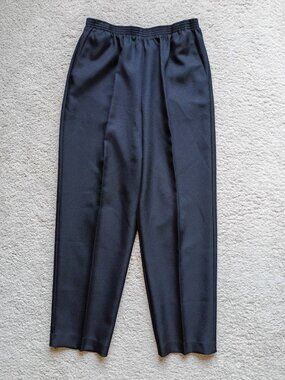 Alfred Dunner Pull On Pants 12 Stretch Classic Fit Black Comfort Elastic Waist